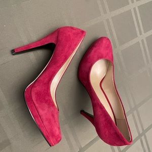 Pink suede high heels